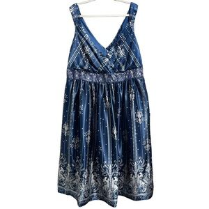 Signature Robbie Bee Flowy A-Line Sleeveless V-Cut Neck Women's Dress Size 24W